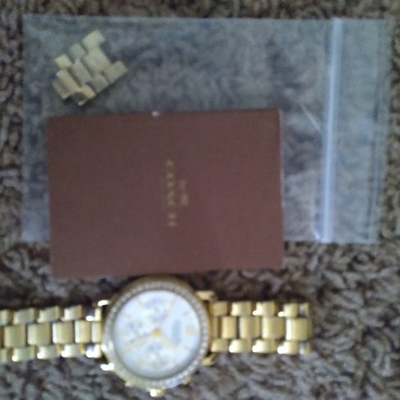 Coach Watch Ladies Gold with Crystal Trim - Picture 4 of 4
